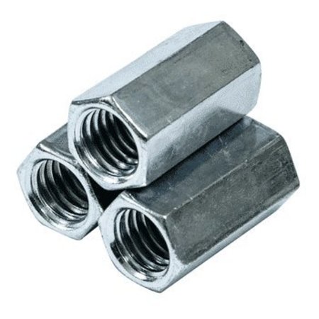 Newport Fasteners Coupling Nut, #1-8, Steel, Grade A, Hot Dipped Galvanized, 2-1/2 in Lg, 1-1/4 in Hex Wd 455807-BR-75